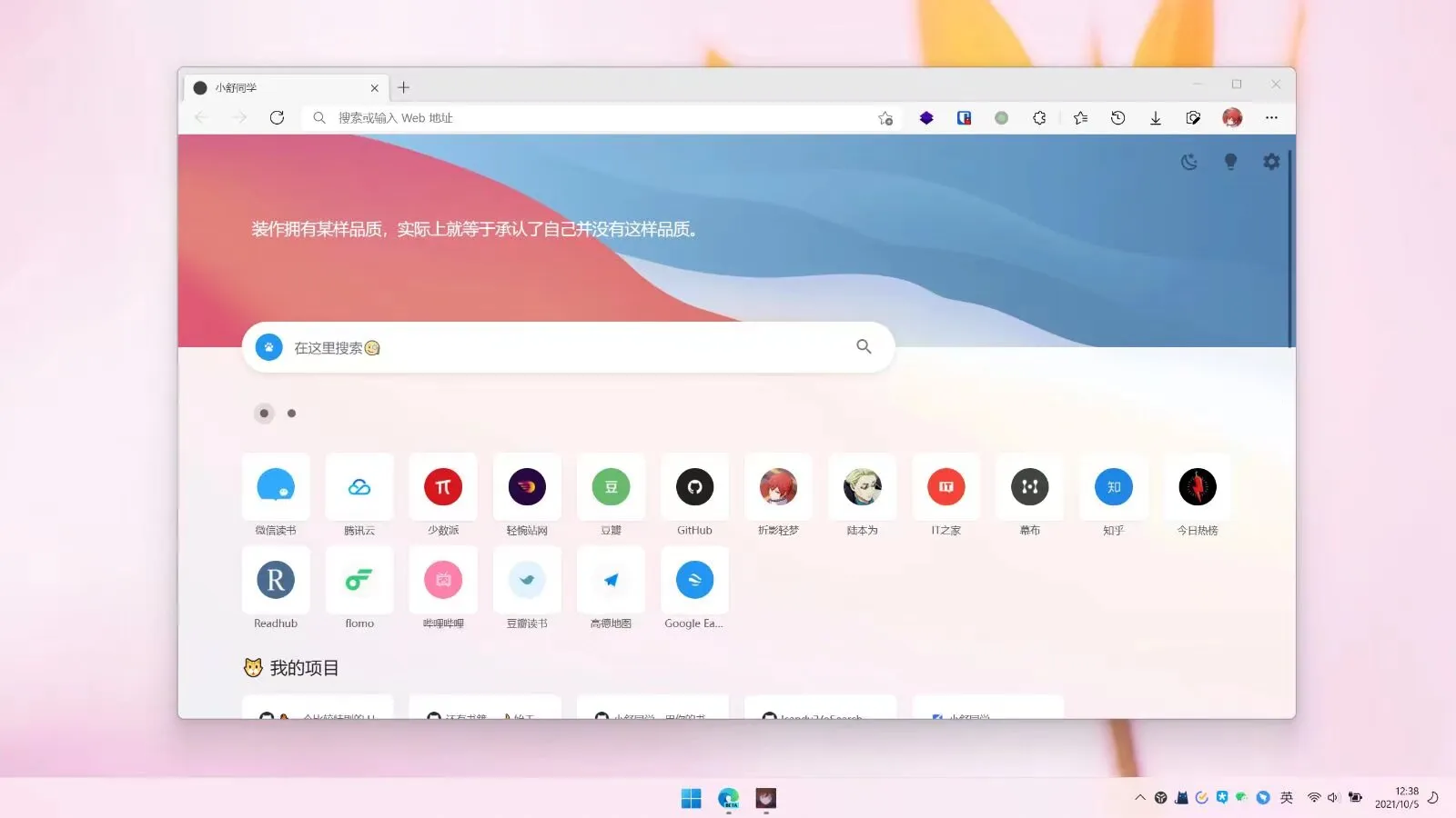 Browser Homepage Interface Display
