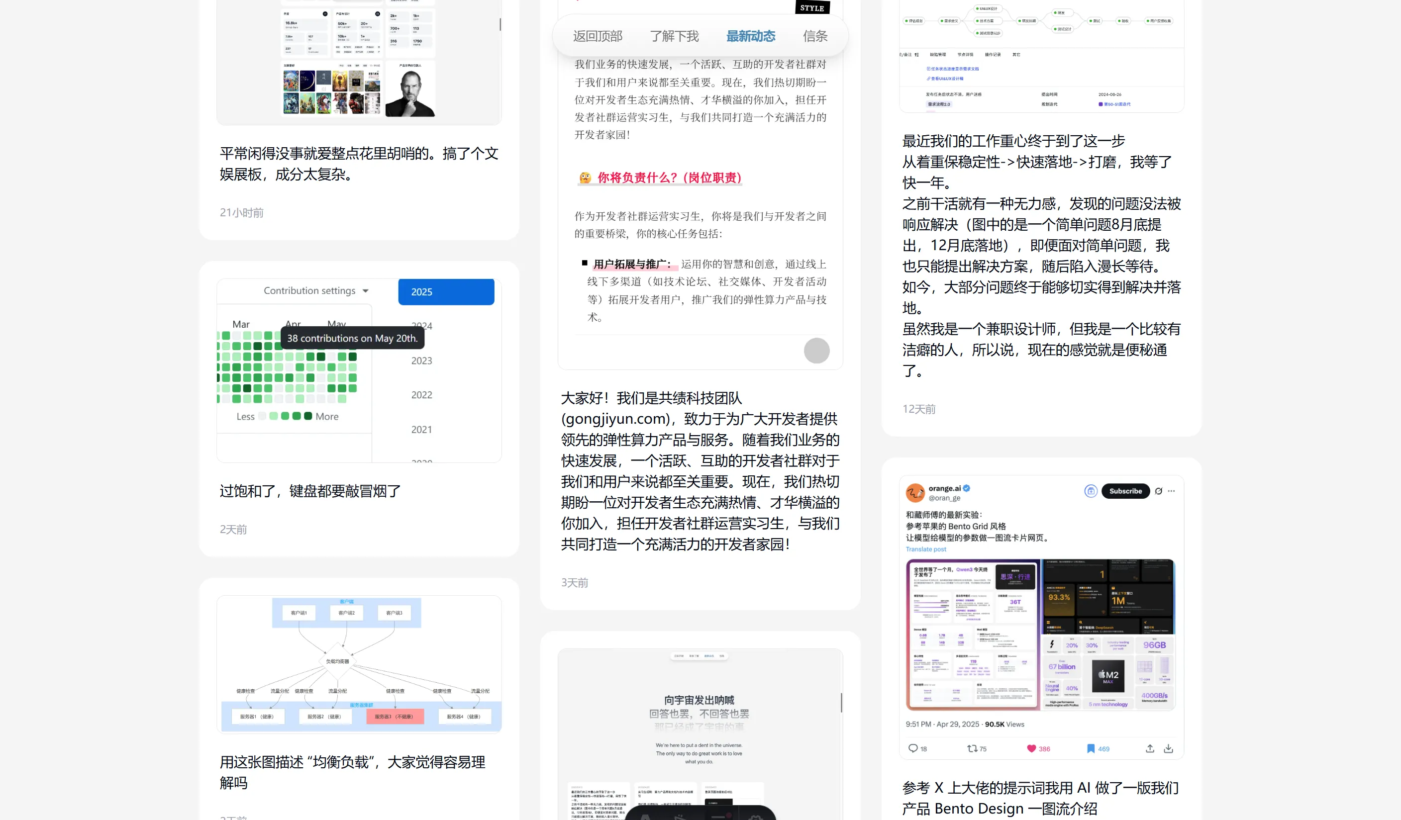 Developer Community Content Display Interface